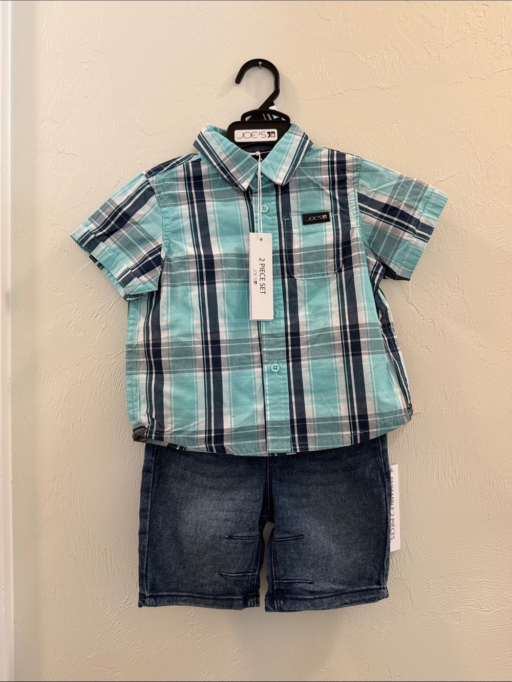 Joe's 2-Piece Teal Plaid Shirt Set for 18M